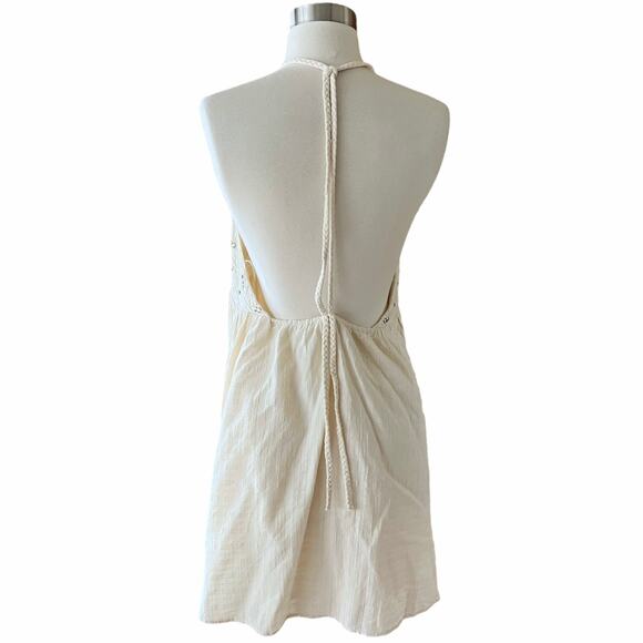 ZARA Mini Dress with Studs Sleeveless V-Neck Braided Straps Ecru White XL NWT - Picture 9 of 10